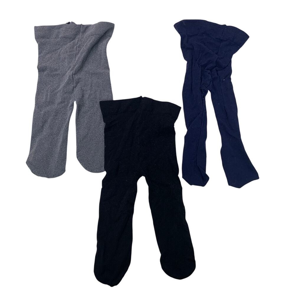 3 Pairs of New Cat & Jack Girls Size 0-6 Months Black Gray Navy Nylon Tights